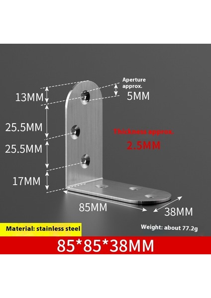 Paslanmaz Çelik 90 Derece Dik Açı Tutucu Mobilya Üçgen Braket Bağlantısı (Yurt Dışından)