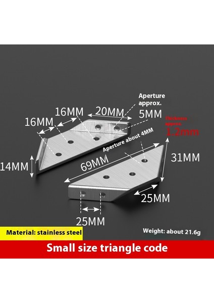 Paslanmaz Çelik 90 Derece Dik Açı Tutucu Mobilya Üçgen Braket Bağlantısı (Yurt Dışından)