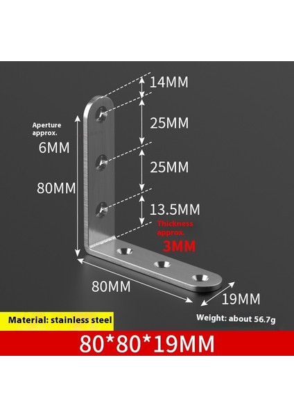 Paslanmaz Çelik 90 Derece Dik Açı Tutucu Mobilya Üçgen Braket Bağlantısı (Yurt Dışından)