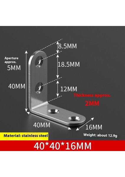 Paslanmaz Çelik 90 Derece Dik Açı Tutucu Mobilya Üçgen Braket Bağlantısı (Yurt Dışından)