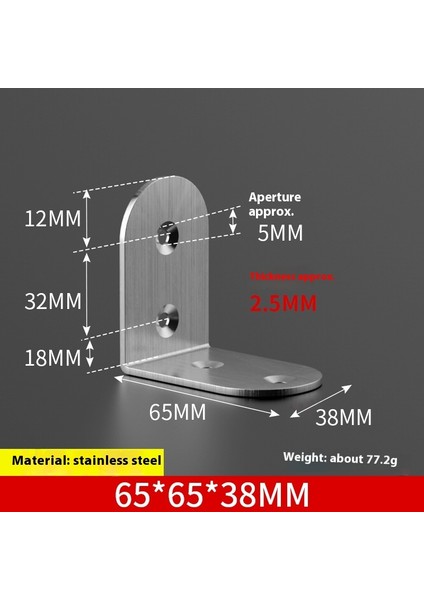 Paslanmaz Çelik 90 Derece Dik Açı Tutucu Mobilya Üçgen Braket Bağlantısı (Yurt Dışından)