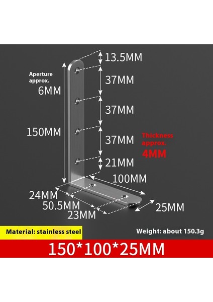 Paslanmaz Çelik 90 Derece Dik Açı Tutucu Mobilya Üçgen Braket Bağlantısı (Yurt Dışından)