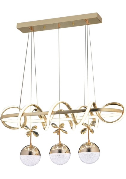 Kuzey Yemek Masası Gold Şeker Kumandalı ve Dimerli (Beyaz, Sarı, Gün Işığı) Ledli Salon Mutfak Oda Oturma Odası Hol Ledli Avize SB-LD-409 fiyatları