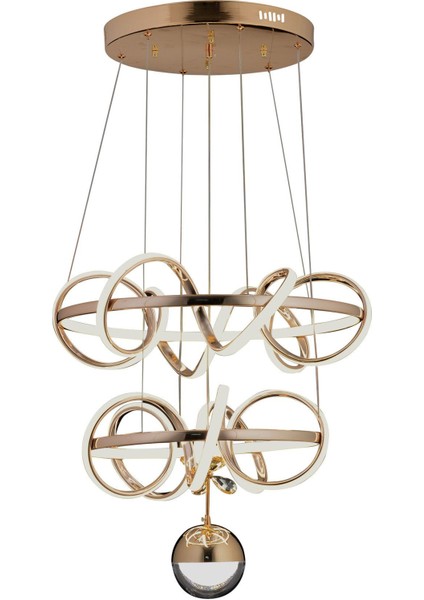 Kuzey Çift Katlı Gold Kumandalı ve Dimerli (Beyaz, Sarı, Gün Işığı) Ledli Salon Mutfak Oda Oturma Odası Hol Ledli Avize SB-LD-451 fiyatları