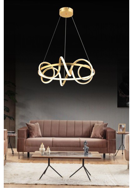 Kuzey B. Gold Ledli Salon Mutfak Oda Oturma Odası Hol Ledli Avize SB-LD-413