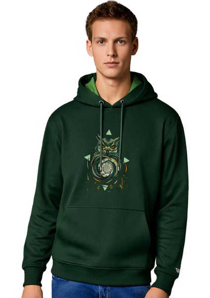 Baykuş ve Zaman Tasarım Kapşonlu Sweatshirt, Tasarım Sweatshirt Hoodie