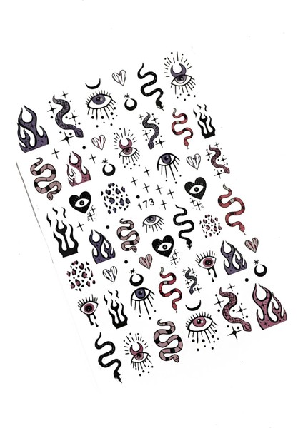Yılan ve Göz Desenli Siyah Tırnak Sticker Nail Art Süsü indirimleri