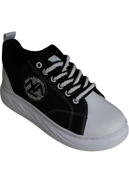 Yazkış Kadın Siyah Keten Yanı Taşlı Klaın Taban Fashıon Günlük Spor Ayakkabı