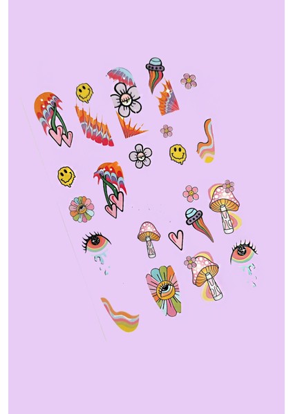 Retro Hippie Desenli Tırnak Stickerı Nail Art Süsü fiyatları