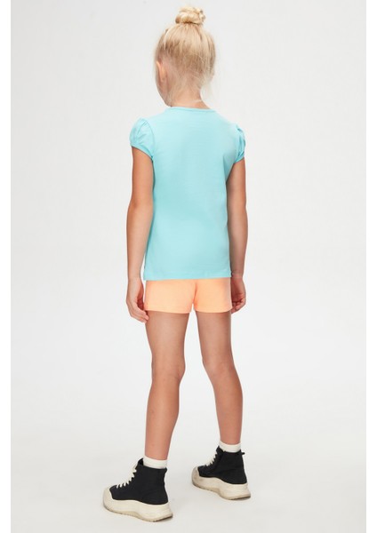 Cam Göbeği Basic Kız Çocuk Sıfır Yaka Karpuz Kol Tişört fırsatları