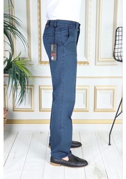 Klasik Kesim Petrol Likralı Erkek Yan Cepli Klasik Kot Pantolon Baba Pantolonu Phantom Jeans fiyatları