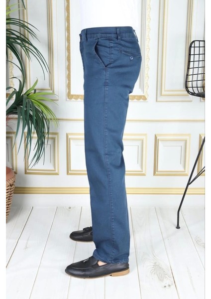 Klasik Kesim Petrol Likralı Erkek Yan Cepli Klasik Kot Pantolon Baba Pantolonu Phantom Jeans modelleri