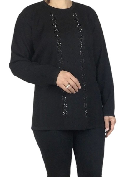 Kadın Soğuk Iplik Önü Taşlı Büyük Beden Kışlık Bluz modelleri