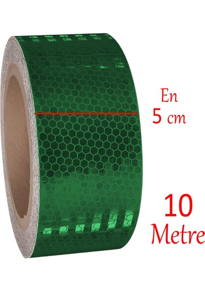 Yapışkanlı Gece Parlayan Reflektörlü 5 cm Reflektif Ikaz Bandı 10 Metre Koyu Yeşil Renk Şerit Bant fiyatları