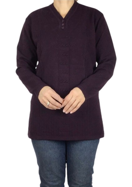 Kadın Vyaka Kapalı Üç Düğmelı Kalın Kışlık Anne Bluz