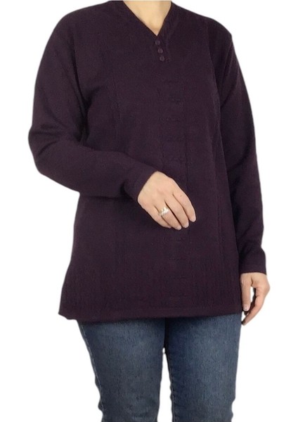 Kadın Vyaka Kapalı Üç Düğmelı Kalın Kışlık Anne Bluz modelleri