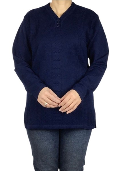 Kadın Vyaka Kapalı Üç Düğmelı Kalın Kışlık Anne Bluz