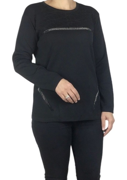 Kadın Soğuk Iplik Önü Taşlı Büyük Beden Kışlık Bluz modelleri
