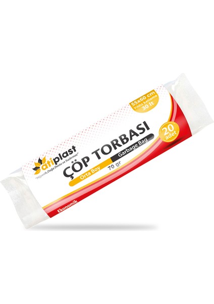 Çöp Torbası Standart Orta Boy 70 gr 55 x 60 cm Siyah 10 Rulo