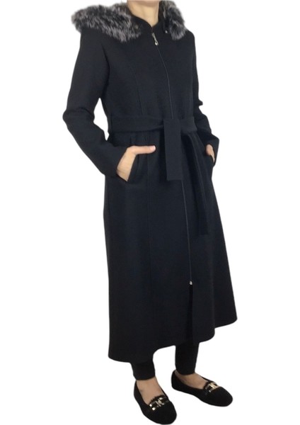 Kadın Kapşonlu Beli Kuşaklı Cepli Kalın Keçe Kap fiyatları