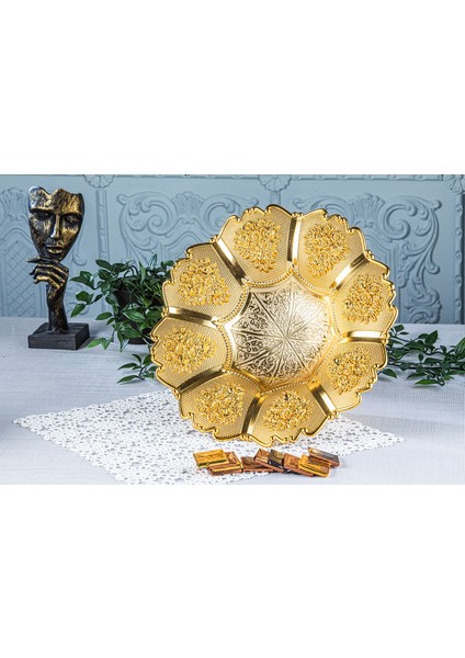 8 Güllü Altın Renk Şekerlik Çikolatalık Meyvelik Kurabiyelik (30CMX12CM) fırsatları
