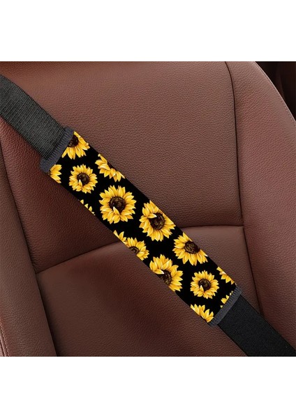 Güneş Çiçeği Araba Koltuk Kemeri Kılıfı & Yumuşak Polyester Omuz Koruyucu 1 Adet