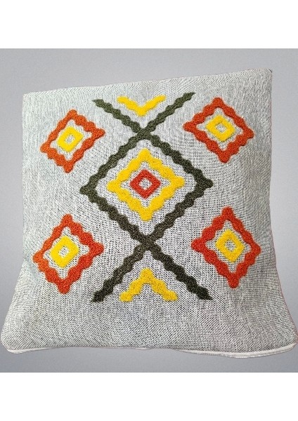 Dekoratif Keten Punch Işlemeli Kırlent Kılıfı