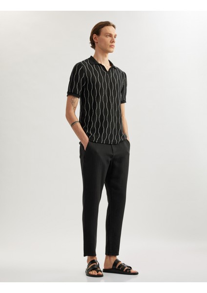 Pamuklu Müslin Chino Cep Detaylı Beli Bağcıklı Jogger Pantolon