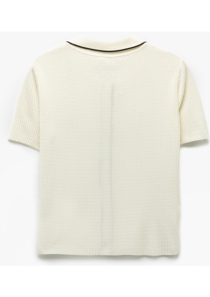 Renk Kontrast Detaylı Kısa Kollu Düğmeli Triko Polo Yaka Hırka fırsatları