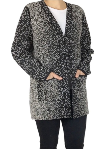 Kadın Önü Agraflı Cepli Desenli Kalın Kışlık Hırka modelleri