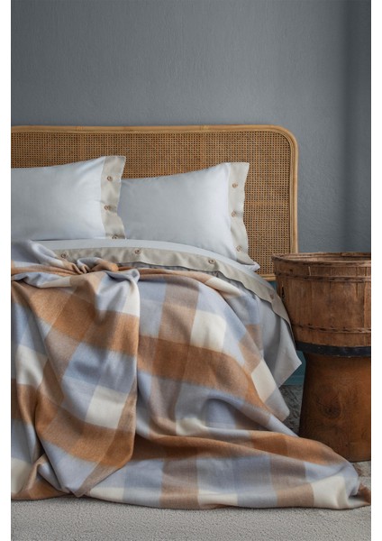 Porto Indigo Çift Kişilik %100 Pamuk Nevresim Takımı ve Battaniye Seti