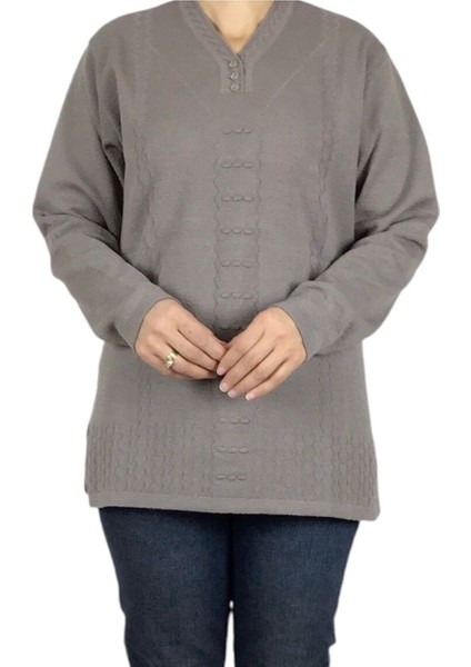Kadın Vyaka Kapalı Üç Düğmelı Kalın Kışlık Anne Bluz