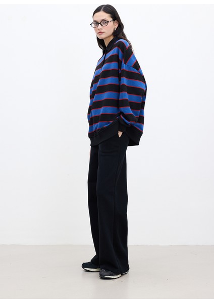 Polo Yaka Oversıze Sweatshırt Mavi fırsatları