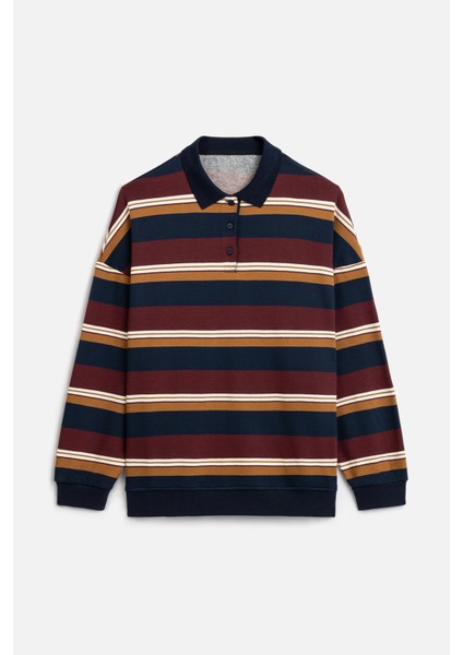 Polo Yaka Oversıze Sweatshirt Bordo