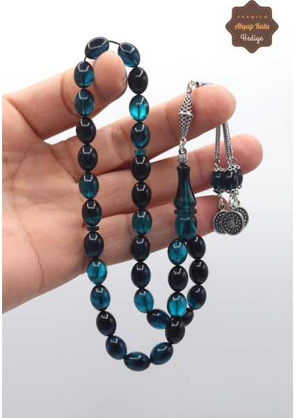 Mavi Hareli 925 Ayar Gümüş Püsküllü Ateş Kehribar Tesbih 201023674 fiyatları