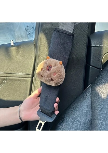 Kapibara Araba Koltuk Kemeri Kılıfı & Yumuşak Keten Omuz Koruyucu 1 Adet