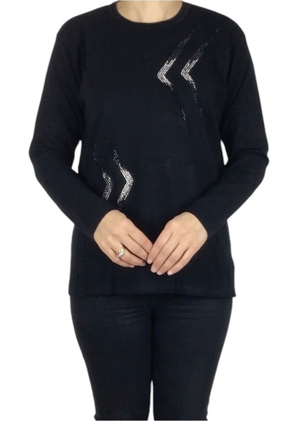 Kadın Mimoza Önü Taşlı Kışlık Anne Bluz