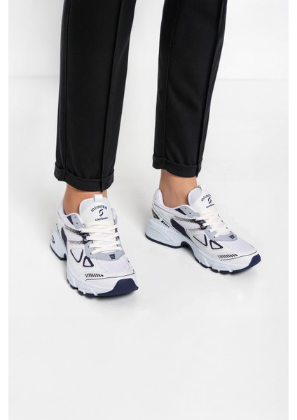 Bette Kadın Beyaz Lacivert Spor Ayakkabı