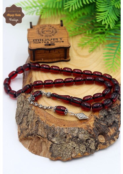 Bordo Kapsül Kesim 925 Ayar Gümüş Püsküllü Ateş Kehribar Tesbih 201023767 modelleri