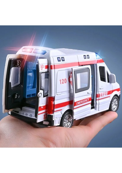 1:32 Mini Araba Diecast Ambulans Itfaiye Aracı Polis Arabası Modeli Ses ve Işık Araç Simülasyon Koleksiyonu Hediyeler Oyuncaklar Erkek (Yurt Dışından)