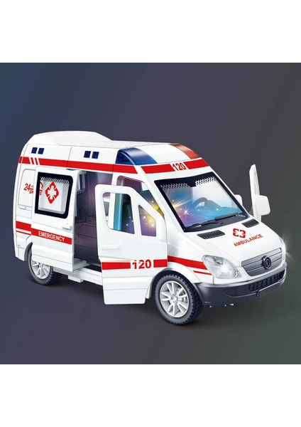 1:32 Mini Araba Diecast Ambulans Itfaiye Aracı Polis Arabası Modeli Ses ve Işık Araç Simülasyon Koleksiyonu Hediyeler Oyuncaklar Erkek (Yurt Dışından)