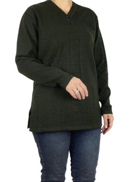 Kadın Vyaka Kapalı Üç Düğmelı Kalın Kışlık Anne Bluz modelleri
