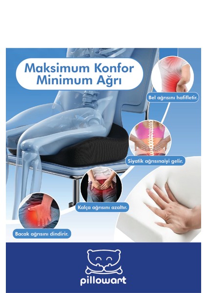 Hemoroidd Basurr Kuyruk Sokumu Oturma Simidi Minderi Yastığı Visco Ortopedik Yastık