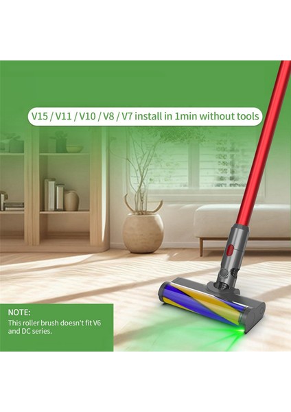 Yeşil Lazer Işık Zemin Ataşmanları ile V7 V8 V10 V11 V15 Vakum Parçaları Için 2x Silindir Fırça Gücü Yedeği (Yurt Dışından)