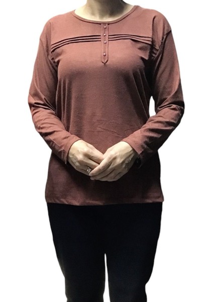 Kadın Yün Viskon Mevsimlik Sade Anne Bluz