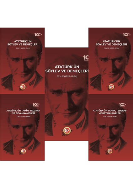 Atatürk'ün Söylev ve Demeçleri + Atatürk'ün Tamim, Telgraf ve Beyannameleri - 5 Kitap Set