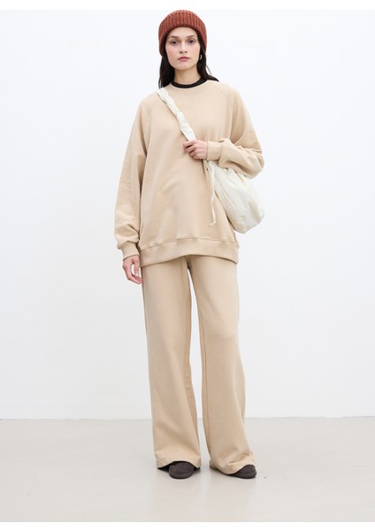 Oversıze Basıc Sweatshırt Camel fiyatları
