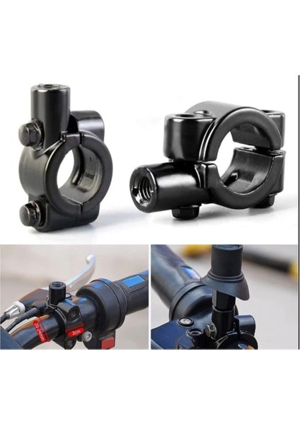 Motosiklet Ayna Takma Kelepçesi 8 mm Düz Diş Ayna Braketi 2 Ad