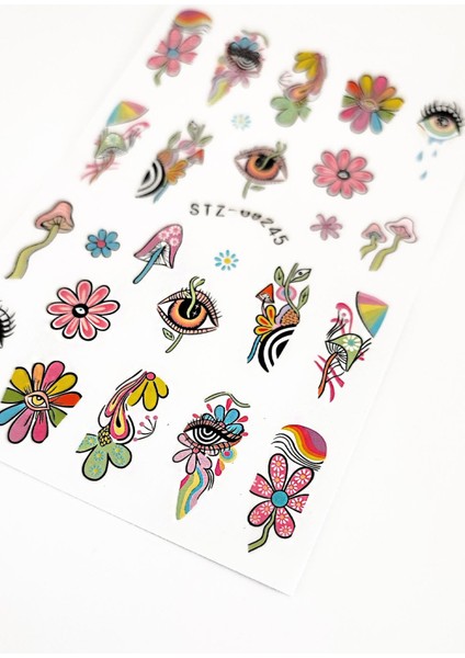 Retro Hippie Desenli Tırnak Stickerı Nail Art Süsü fiyatları