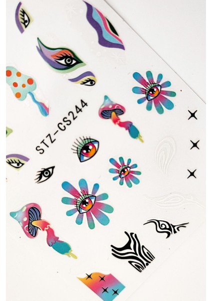 Retro Hippie Desenli Tırnak Stickerı Nail Art Süsü fiyatları